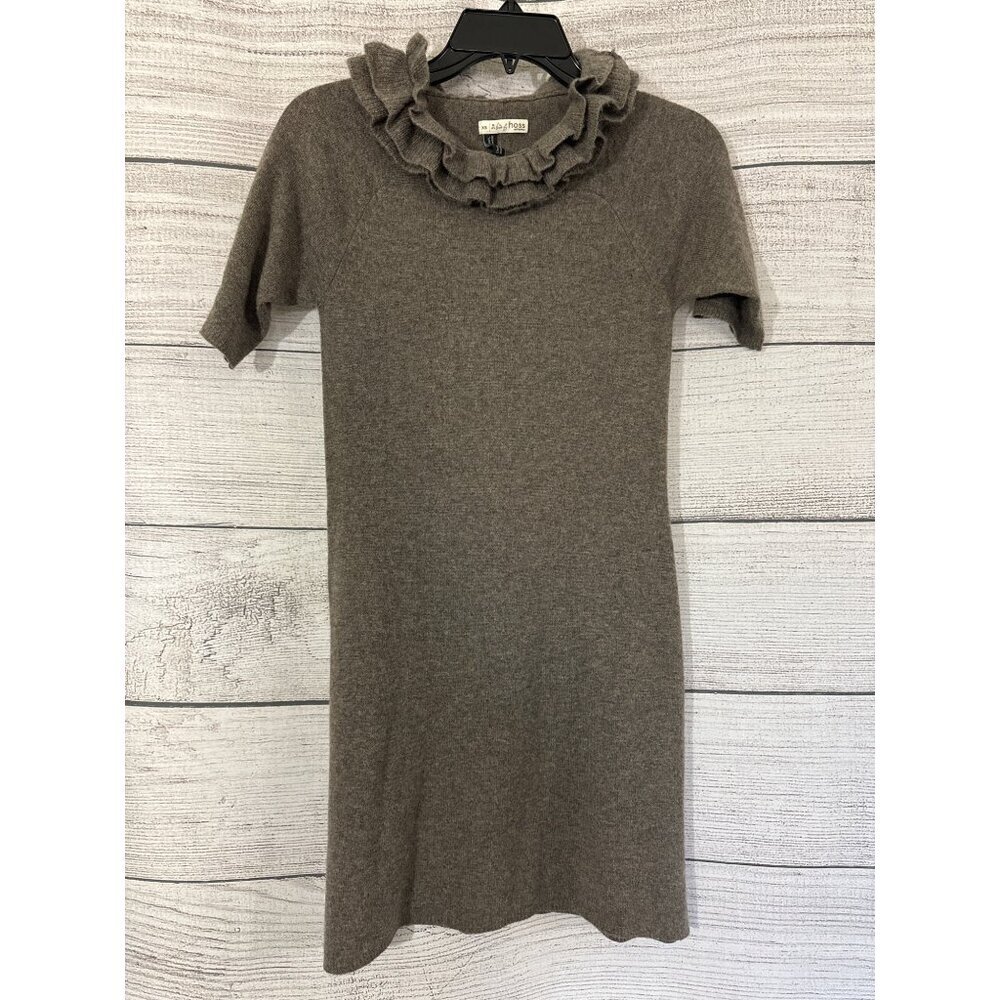 HOSS Intropia Ruffle Neck Cashmere Short Sleeve Dress Size XS